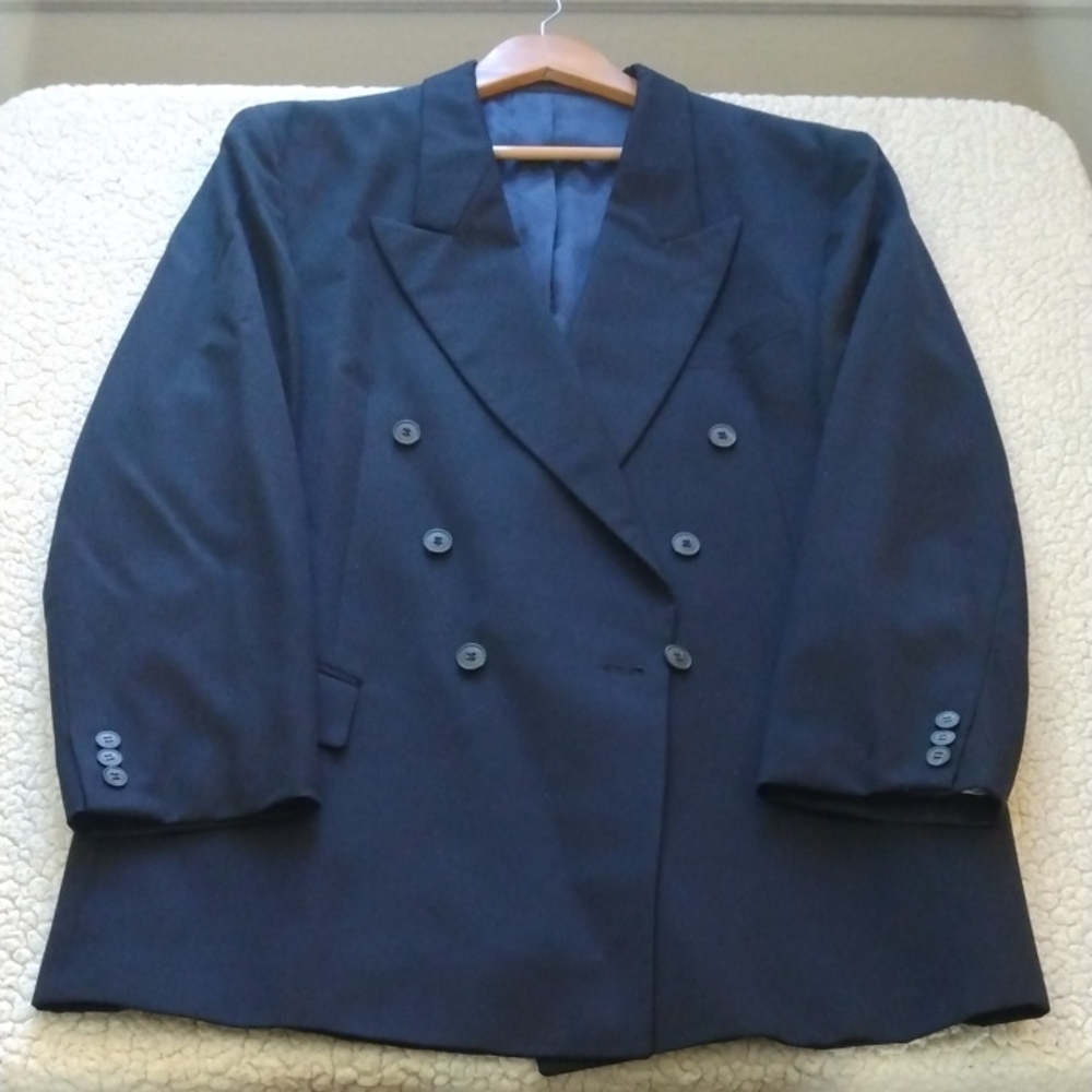 Alexander Shields Navy Wool Double-Breasted Blazer/Sport Coat  43L